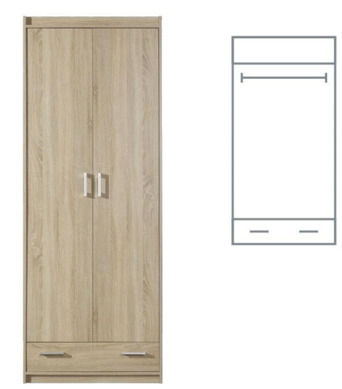 SZAFA DWUDRZWIOWA Z SZUFLADĄ NA UBRANIA MEGA System ME4 Meblar - Dąb Sonoma PŁYTA LAMINOWANA DO POKOJU SYPIALNI SZAFA DWUDRZWIOWA Z SZUFLADĄ NA UBRANIA MEGA System ME4 Meblar - Dąb Sonoma PŁYTA LAMINOWANA DO POKOJU SYPIALNI