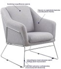 FOTEL WYPOCZYNKOWY SOFT Halmar CHROMOWANY stelaż, TAPICERKA JASNY POPIEL TKANINA FOTEL WYPOCZYNKOWY SOFT Halmar CHROMOWANY stelaż, TAPICERKA JASNY POPIEL TKANINA