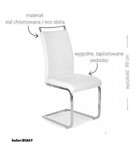 Halmar K250 krzesło na płozach ekoskóra biały/chrom Halmar K250 krzesło na płozach ekoskóra biały/chrom