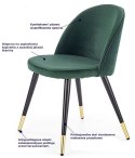 Halmar K315 krzesło nogi - czarny / złoty, tapicerka - c. zielony