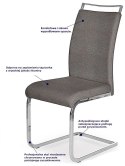 Halmar K348 krzesło na płozach popielate tkanina / stal chromowana