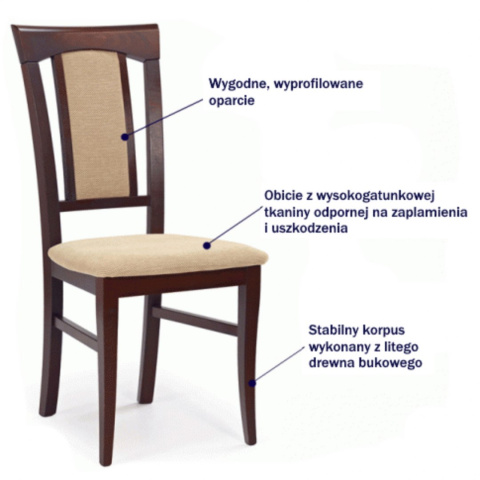 Halmar KONRAD krzesło ciemny orzech / tap: Torent Beige Halmar KONRAD krzesło ciemny orzech / tap: Torent Beige