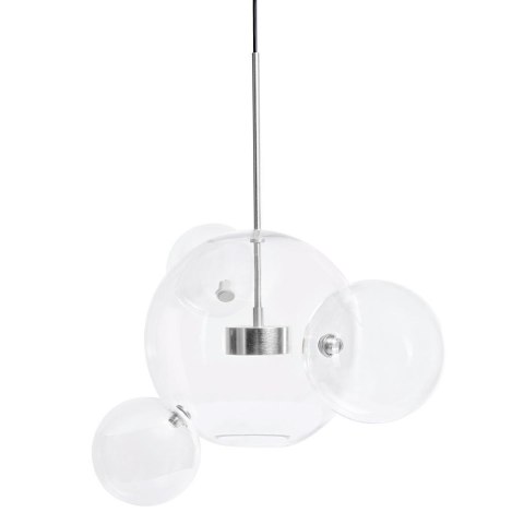 King Home Lampa wisząca CAPRI 4 -LED polerowane chromowane aluminium kuliste klosze szkło transparentny przypomina bańki mydlane King Home Lampa wisząca CAPRI 4 -LED polerowane chromowane aluminium kuliste klosze szkło transparentny przypomina bańki mydlane