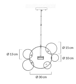 King Home Lampa wisząca CAPRI 6 chrom - LED aluminium szkło bezbarwny kształt - bańki mydlane