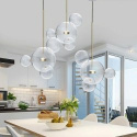 King Home Lampa wisząca LED CAPRI LINE 3 chrom - LED chromowane aluminium kuliste klosze szkło bezbarwny - bańki mydlane