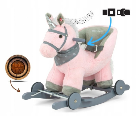 Milly Mally Koń Konik na biegunach lub kółkach Polly Pink Różowy interaktywne uszka regulowane pasy kantar 12 m+ Milly Mally Koń Konik na biegunach lub kółkach Polly Pink Różowy interaktywne uszka regulowane pasy kantar 12 m+