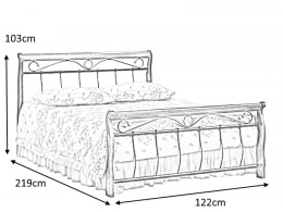 SIGNAL ŁÓŻKO VENECJA 120X200 DREWNO ANTYCZNA CZEREŚNIA/ METAL CZARNY ZE STELAŻEM