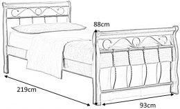 SIGNAL ŁÓŻKO POJEDYNCZE VENECJA 90X200 DREWNO ANTYCZNA CZEREŚNIA/CZARNY METAL ZE STELAŻEM