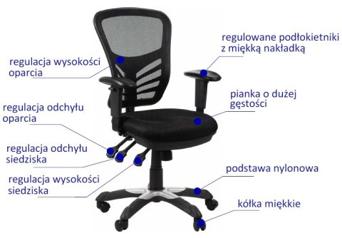 Fotel obrotowy HG-0001 CZARNY - krzesło biurowe do biurka - TILT Fotel obrotowy HG-0001 CZARNY - krzesło biurowe do biurka - TILT