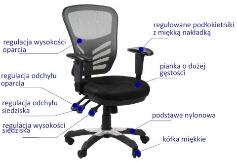 Fotel obrotowy HG-0001 SZARY - krzesło biurowe do biurka - TILT Fotel obrotowy HG-0001 SZARY - krzesło biurowe do biurka - TILT