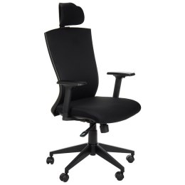 Fotel obrotowy HG-0004F CZARNY - krzesło biurowe do biurka - TILT, ZAGŁÓWEK
