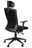 Fotel obrotowy HG-0004F CZARNY - krzesło biurowe do biurka - TILT, ZAGŁÓWEK