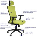 Fotel obrotowy HG-0004F ZIELONY - krzesło biurowe do biurka - TILT, ZAGŁÓWEK