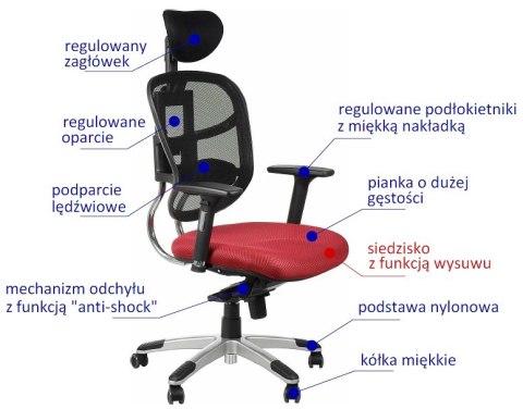 Fotel obrotowy HN-5018 BORDO - krzesło biurowe do biurka - TILT, ZAGŁÓWEK Fotel obrotowy HN-5018 BORDO - krzesło biurowe do biurka - TILT, ZAGŁÓWEK
