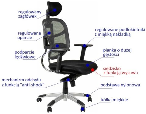 Fotel obrotowy HN-5018 SZARY - krzesło biurowe do biurka - TILT, ZAGŁÓWEK Fotel obrotowy HN-5018 SZARY - krzesło biurowe do biurka - TILT, ZAGŁÓWEK