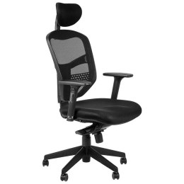Fotel obrotowy HN-5038 CZARNY - krzesło biurowe do biurka - TILT, ZAGŁÓWEK
