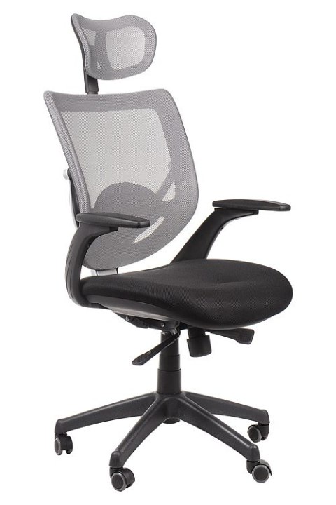 Fotel obrotowy KB-8904 SZARY - krzesło biurowe do biurka - TILT, ZAGŁÓWEK Fotel obrotowy KB-8904 SZARY - krzesło biurowe do biurka - TILT, ZAGŁÓWEK