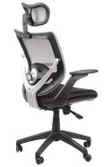 Fotel obrotowy KB-8904 SZARY - krzesło biurowe do biurka - TILT, ZAGŁÓWEK