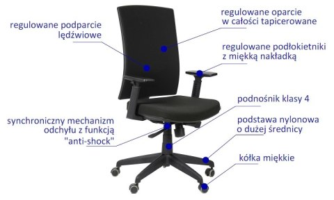 Fotel obrotowy KB-8922B CZARNY - krzesło biurowe do biurka - TILT Fotel obrotowy KB-8922B CZARNY - krzesło biurowe do biurka - TILT