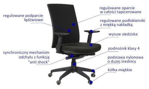 Fotel obrotowy KB-8922B-S CZARNY - krzesło biurowe do biurka - TILT Fotel obrotowy KB-8922B-S CZARNY - krzesło biurowe do biurka - TILT