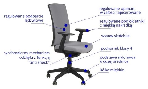 Fotel obrotowy KB-8922B-S SZARY - krzesło biurowe do biurka - TILT Fotel obrotowy KB-8922B-S SZARY - krzesło biurowe do biurka - TILT