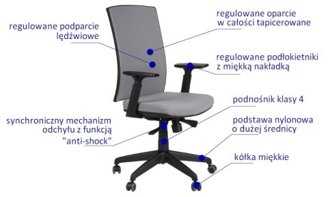 Fotel obrotowy KB-8922B SZARY - krzesło biurowe do biurka - TILT Fotel obrotowy KB-8922B SZARY - krzesło biurowe do biurka - TILT