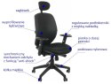Fotel obrotowy KB-912A CZARNY - krzesło biurowe do biurka - TILT, ZAGŁÓWEK
