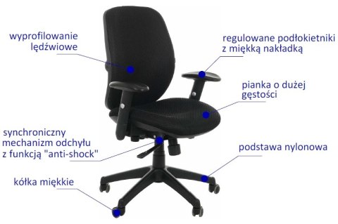 Fotel obrotowy KB-912B CZARNY - krzesło biurowe do biurka - TILT Fotel obrotowy KB-912B CZARNY - krzesło biurowe do biurka - TILT