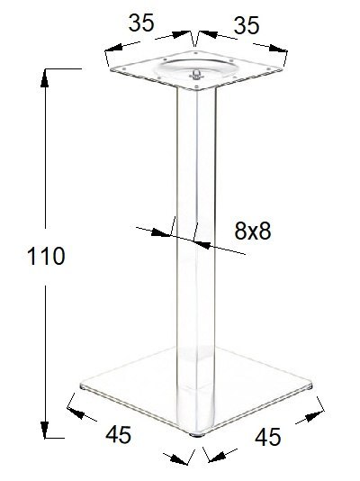 PODSTAWA STOLIKA E78/110 - 45x45 cm, szczotkowana - kwadratowa PODSTAWA STOLIKA E78/110 - 45x45 cm, szczotkowana - kwadratowa