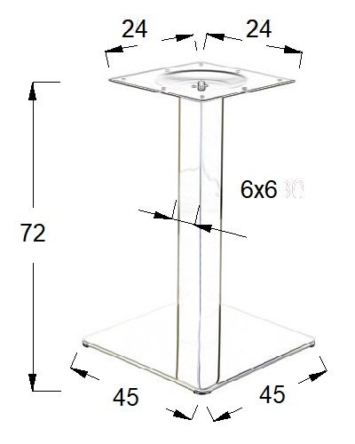 PODSTAWA STOLIKA E78/72 n.6x6 - 45x45 cm, szczotkowana - kwadratowa PODSTAWA STOLIKA E78/72 n.6x6 - 45x45 cm, szczotkowana - kwadratowa