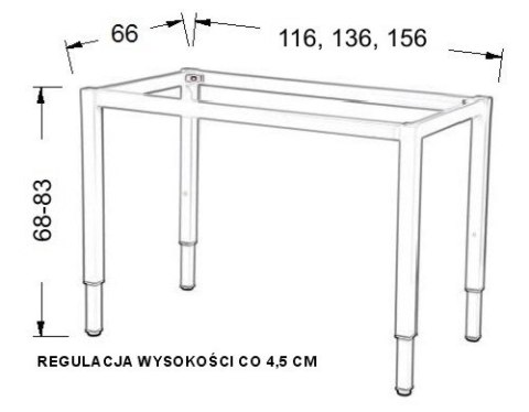 STELAŻ DO BIURKA RAMOWY NY-A057/K regulowany - 136x66 cm, alu STELAŻ DO BIURKA RAMOWY NY-A057/K regulowany - 136x66 cm, alu