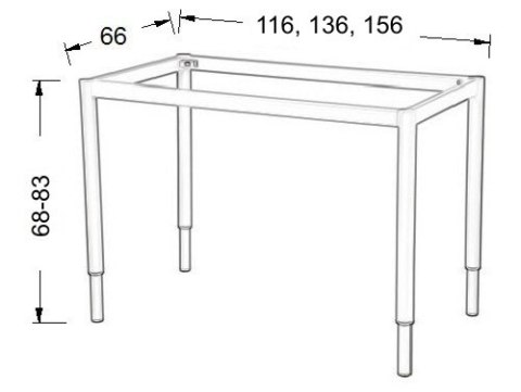 STELAŻ DO BIURKA RAMOWY NY-A057/O regulowany - 156x66 cm, alu STELAŻ DO BIURKA RAMOWY NY-A057/O regulowany - 156x66 cm, alu