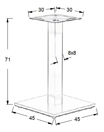 PODSTAWA STOLIKA SH-2002-1/S/8 szczotkowana - 45x45cm - kwadratowa PODSTAWA STOLIKA SH-2002-1/S/8 szczotkowana - 45x45cm - kwadratowa