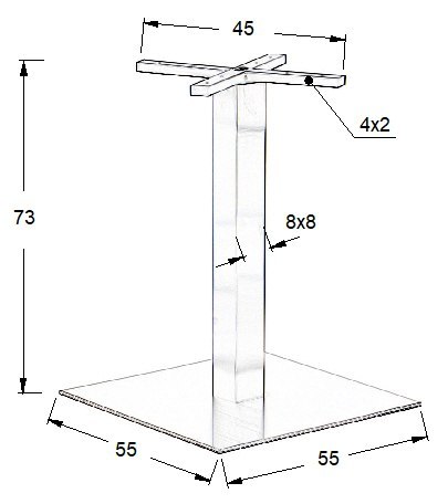PODSTAWA STOLIKA SH-3002-7/S szczotkowana - 55x55 cm - kwadratowa PODSTAWA STOLIKA SH-3002-7/S szczotkowana - 55x55 cm - kwadratowa