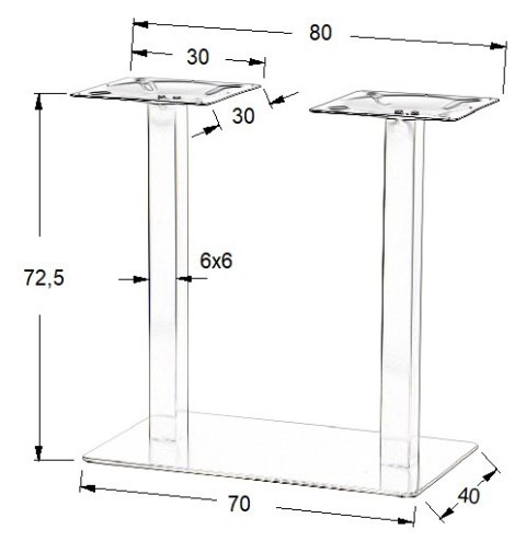 PODSTAWA STOLIKA SH-3003-1/S/6 szczotkowana - 70x40 cm prostokątna z dwiema nogami PODSTAWA STOLIKA SH-3003-1/S/6 szczotkowana - 70x40 cm prostokątna z dwiema nogami