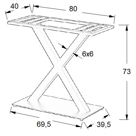 PODSTAWA STOLIKA SH-3007-2/B - 69,5x39,5 cm czarna stal malowana proszkowo z dwiema nogami PODSTAWA STOLIKA SH-3007-2/B - 69,5x39,5 cm czarna stal malowana proszkowo z dwiema nogami