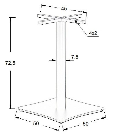 PODSTAWA STOLIKA SH-3060-2/B - 50x50 cm - kwadratowa, czarna malowana proszkowo PODSTAWA STOLIKA SH-3060-2/B - 50x50 cm - kwadratowa, czarna malowana proszkowo