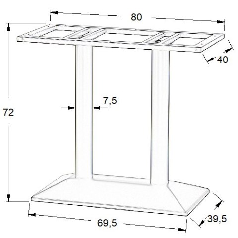 PODSTAWA STOLIKA SH-4001-2/B - 69,5x39,5 cm - prostokątna z dwiema nogami czarna malowana proszkowo PODSTAWA STOLIKA SH-4001-2/B - 69,5x39,5 cm - prostokątna z dwiema nogami czarna malowana proszkowo