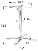 PODSTAWA STOLIKA SH-7001/A uchylna aluminium - 67x67 cm - 4 stopki (2 regulowane)