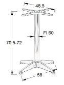 PODSTAWA STOLIKA SH-7003-1/A aluminium - 58x58 cm - regulowane stopki