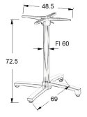 PODSTAWA STOLIKA SH-7012/A uchylna aluminium - 69x69 cm - regulowane stopki