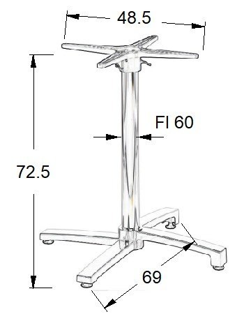 PODSTAWA STOLIKA SH-7012/A uchylna aluminium - 69x69 cm - regulowane stopki PODSTAWA STOLIKA SH-7012/A uchylna aluminium - 69x69 cm - regulowane stopki