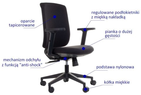 Fotel obrotowy ZN-605-B tk.30 czarny - krzesło biurowe do biurka - TILT Fotel obrotowy ZN-605-B tk.30 czarny - krzesło biurowe do biurka - TILT