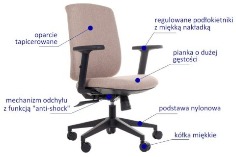 Fotel obrotowy ZN-605-B tk.6 beżowy - krzesło biurowe do biurka - TILT Fotel obrotowy ZN-605-B tk.6 beżowy - krzesło biurowe do biurka - TILT