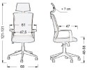 Fotel obrotowy CLAYTON tk. 54 czarny - krzesło biurowe do biurka - TILT, ZAGŁÓWEK