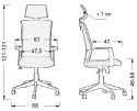 Fotel obrotowy CLAYTON tk. 56 morski - krzesło biurowe do biurka - TILT, ZAGŁÓWEK Fotel obrotowy CLAYTON tk. 56 morski - krzesło biurowe do biurka - TILT, ZAGŁÓWEK
