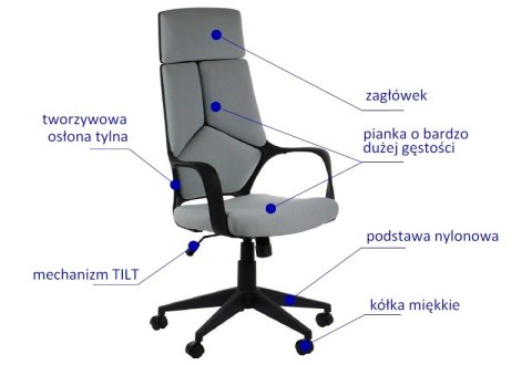 Fotel obrotowy szary FULTON tk. 53 - krzesło biurowe do biurka SZARE - TILT Fotel obrotowy szary FULTON tk. 53 - krzesło biurowe do biurka SZARE - TILT