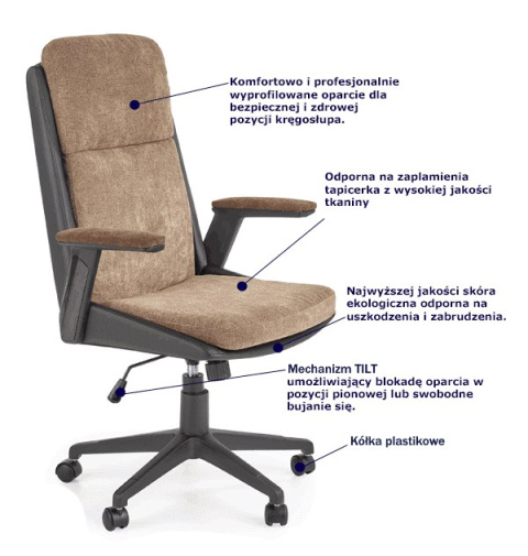 Halmar HERBIC fotel gabinetowy brązowy / czarny Halmar HERBIC fotel gabinetowy brązowy / czarny