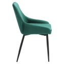 Intesi Krzesło tapicerowane Floyd Velvet zielone nogi metalowe czarne wygodne i stabilne