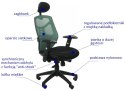 Fotel obrotowy KB-8905 ZIELONY - krzesło biurowe do biurka - TILT, ZAGŁÓWEK